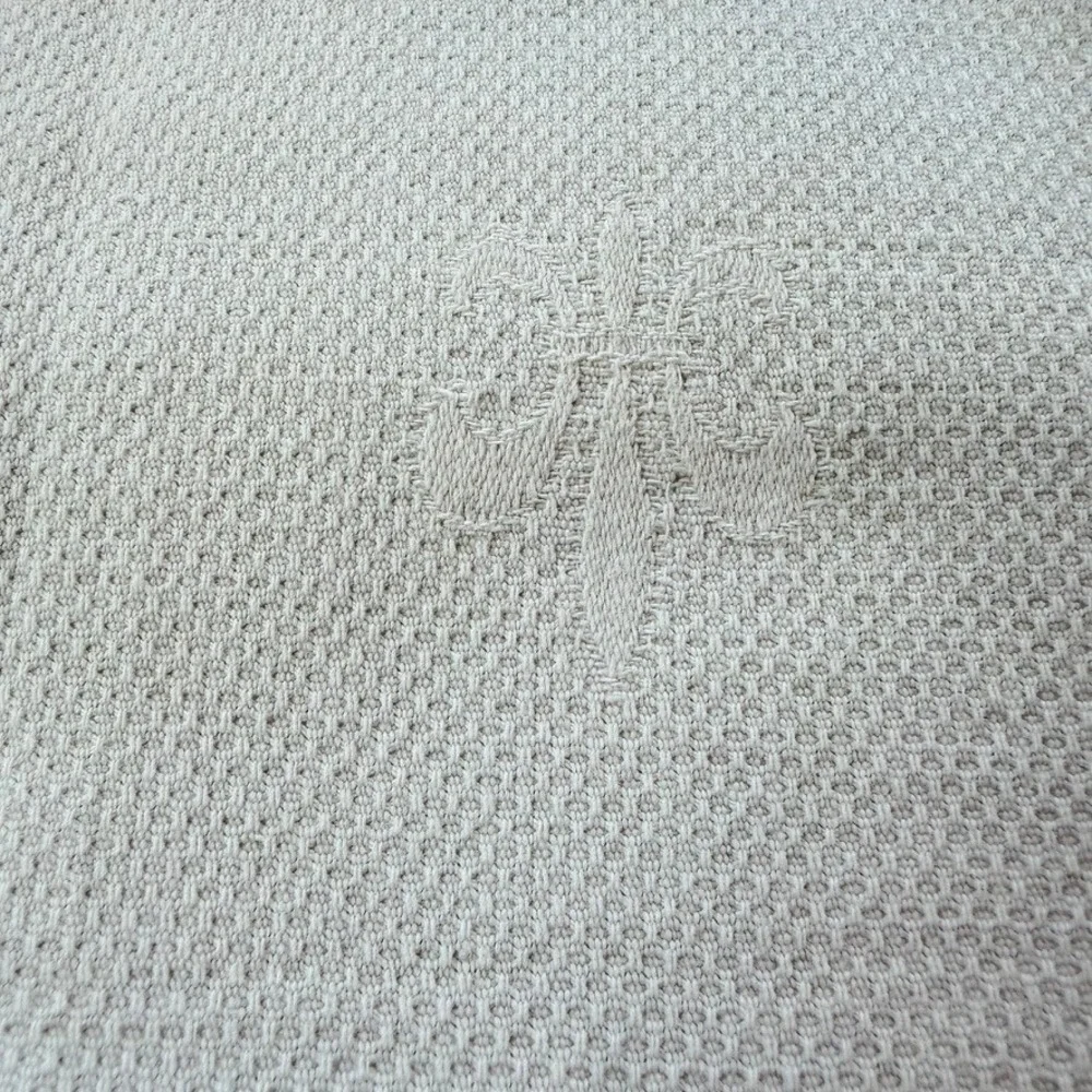 Set of 3 Vintage‎ White Linen Table Runners Damask Fleur de Lis
